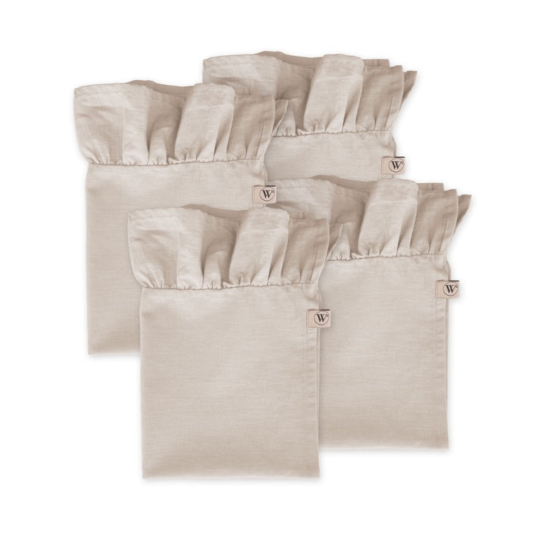 Walra Servet Set Lovely Linen Ruffles 4-delig - Naturel